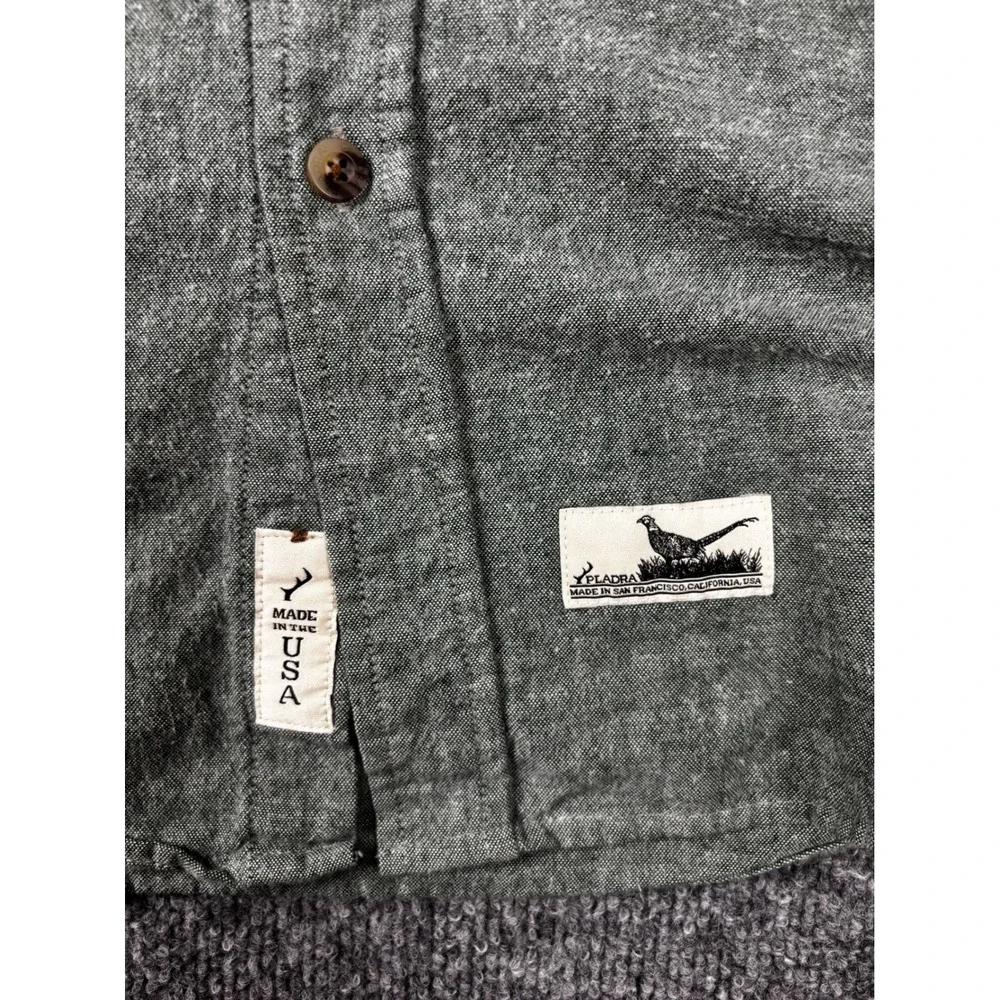 Pladra Flannel Shirt Mens Small‎ Green Button Down Made in USA Landscape Lining - Picture 2 of 11